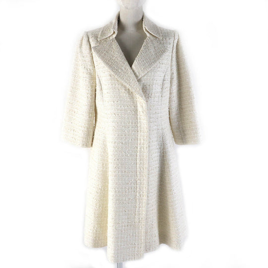 FOXEY coat 40544 Outer material: 70% cotton, Outer material: 21% rayon, Outer material: 9% nylon, Lining: 100% cupra Ivory Dress Miss Edinburgh Women 42 Used Authentic