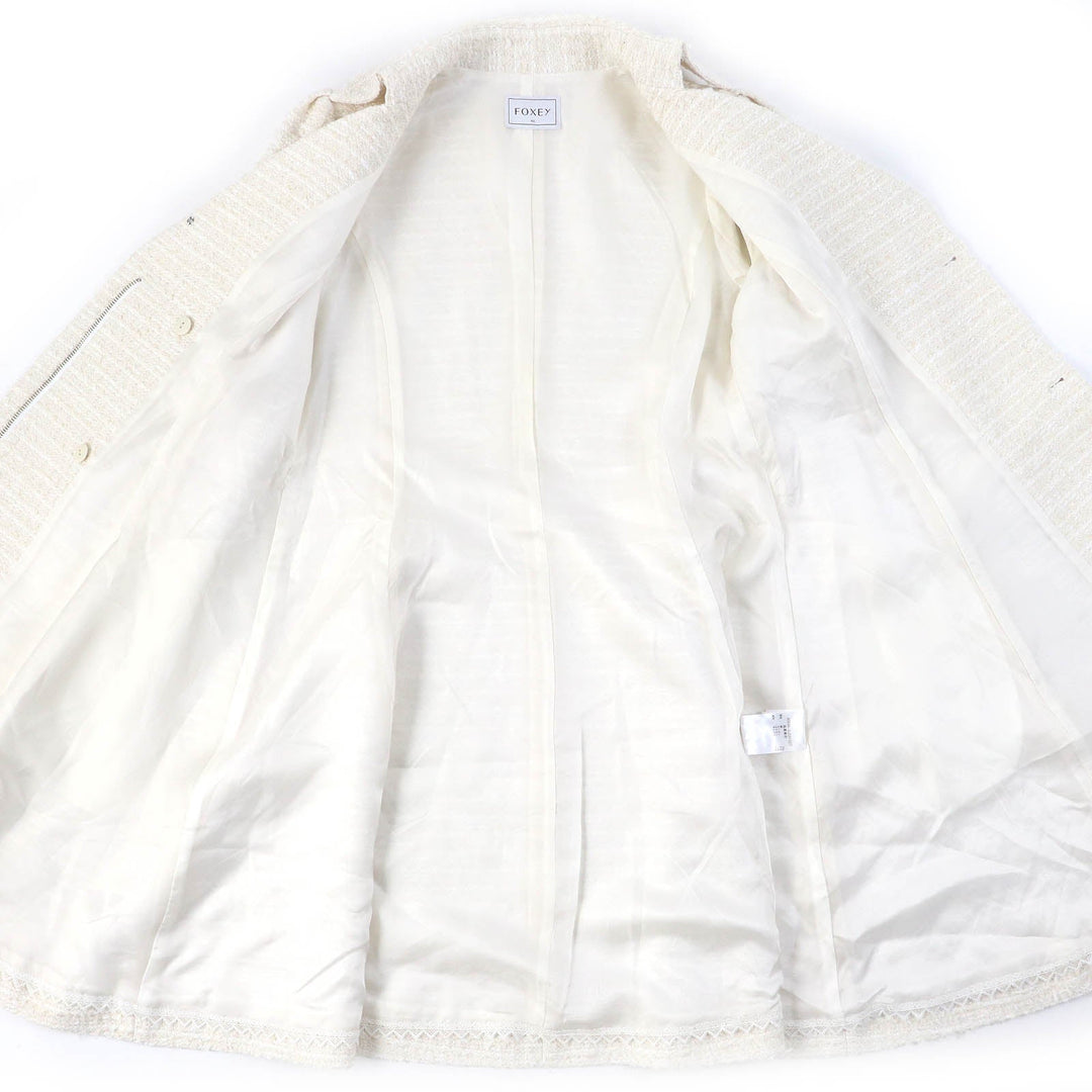 FOXEY coat 40544 Outer material: 70% cotton, Outer material: 21% rayon, Outer material: 9% nylon, Lining: 100% cupra Ivory Dress Miss Edinburgh Women 42 Used Authentic