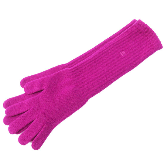 CHANEL gloves Main: 100% cashmere purple Women Used Authentic