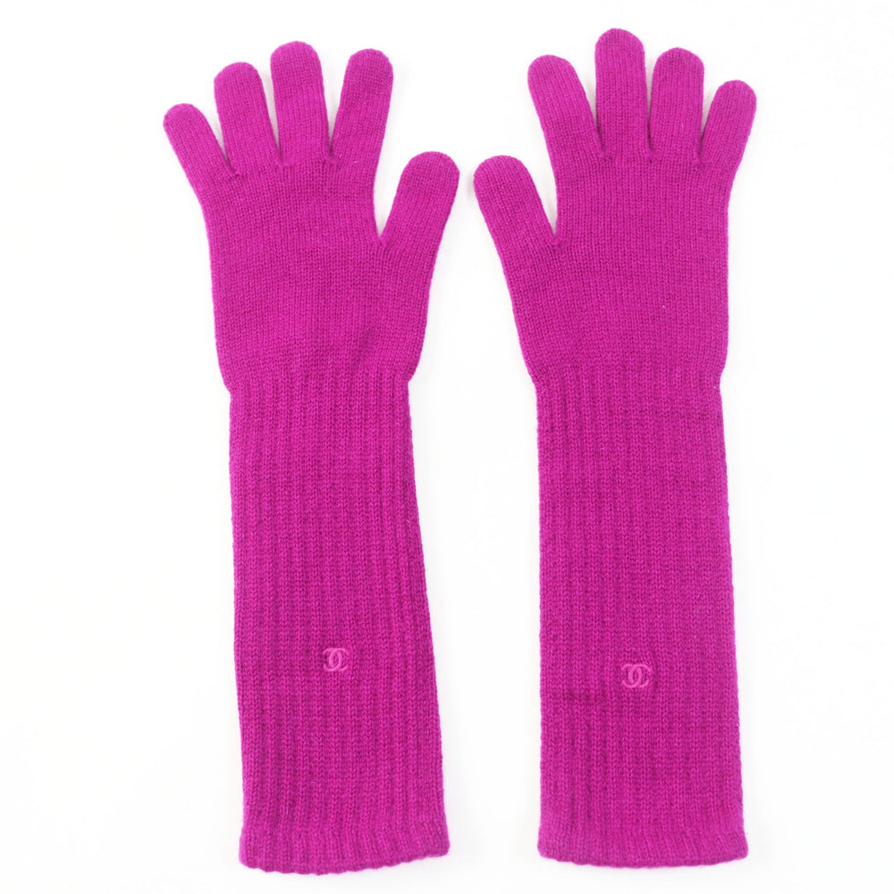 CHANEL gloves Main: 100% cashmere purple Women Used Authentic