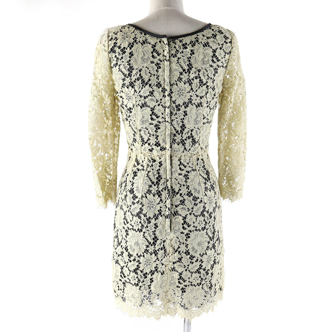 DOLCE&GABBANA one piece Outer: 74% cotton, Outer: 11% rayon, Outer: 10% nylon, Outer: 5% silk, Lining: 85% silk Beige black Women 38 Used Authentic