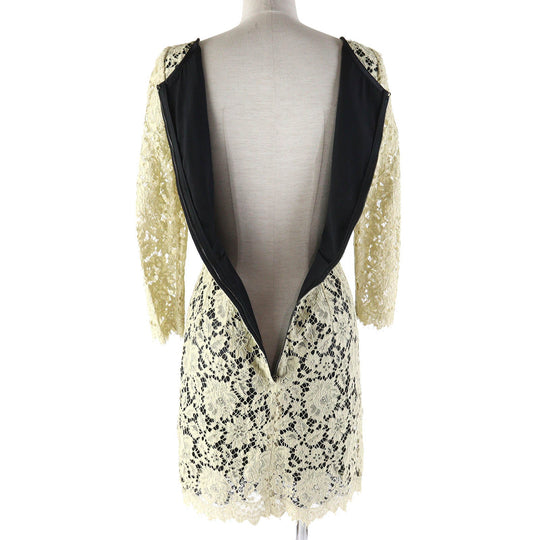 DOLCE&GABBANA one piece Outer: 74% cotton, Outer: 11% rayon, Outer: 10% nylon, Outer: 5% silk, Lining: 85% silk Beige black Women 38 Used Authentic