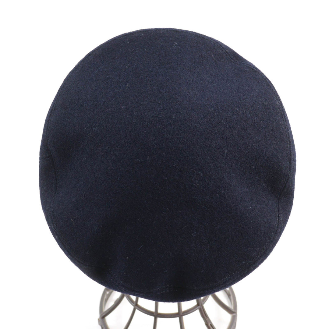CHANEL Casquette 19V Outer: 100% wool, Lining: 50% cotton, Lining: 27% polyamide (nylon), Lining: 23% polyester, Part: 67% wool Navy Women S Used Authentic