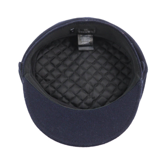 CHANEL Casquette 19V Outer: 100% wool, Lining: 50% cotton, Lining: 27% polyamide (nylon), Lining: 23% polyester, Part: 67% wool Navy Women S Used Authentic