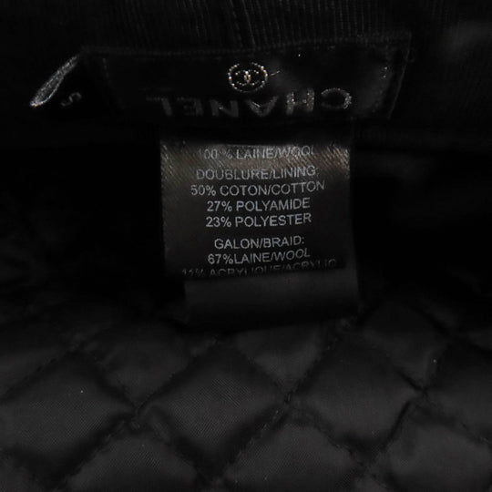 CHANEL Casquette 19V Outer: 100% wool, Lining: 50% cotton, Lining: 27% polyamide (nylon), Lining: 23% polyester, Part: 67% wool Navy Women S Used Authentic