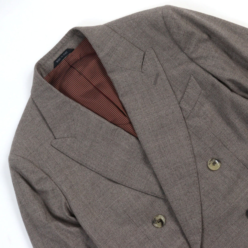 GIORGIO ARMANI suit Outer: 96% cashmere, Outer: 4% elastane, Lining: 100% cupra, Sleeve lining: 60% acetate, Sleeve lining: 40% viscose Brown check type mens Used Authentic