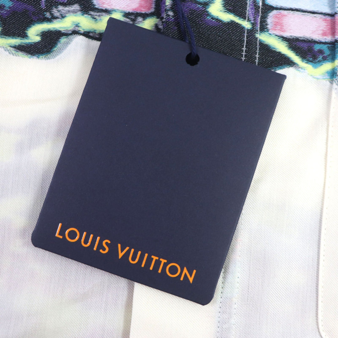 LOUIS VUITTON Long sleeve shirt HNS09W Main: 53% polyester, Main: 27% recycled fiber, Main: 20% cotton Cream Multi mens S Used Authentic