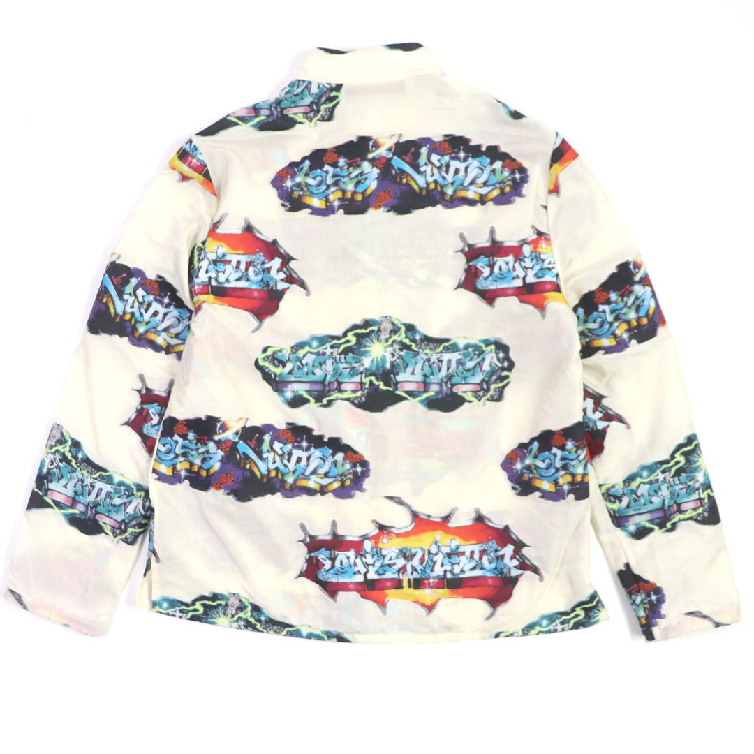 LOUIS VUITTON Long sleeve shirt HNS09W Main: 53% polyester, Main: 27% recycled fiber, Main: 20% cotton Cream Multi mens S Used Authentic