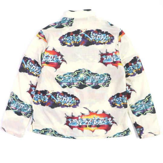 LOUIS VUITTON Long sleeve shirt HNS09W Main: 53% polyester, Main: 27% recycled fiber, Main: 20% cotton Cream Multi mens S Used Authentic