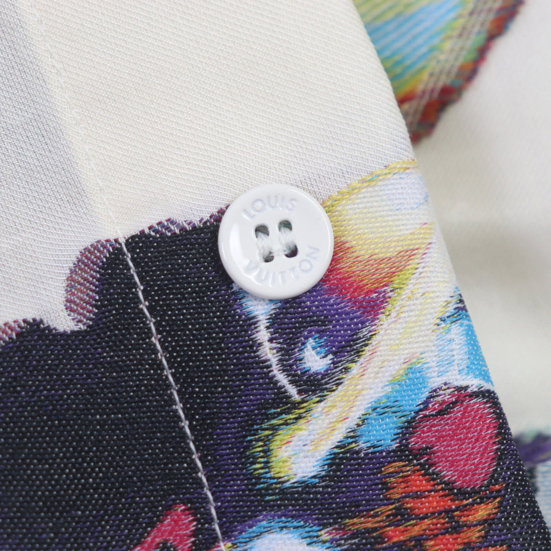 LOUIS VUITTON Long sleeve shirt HNS09W Main: 53% polyester, Main: 27% recycled fiber, Main: 20% cotton Cream Multi mens S Used Authentic