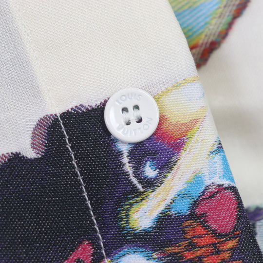 LOUIS VUITTON Long sleeve shirt HNS09W Main: 53% polyester, Main: 27% recycled fiber, Main: 20% cotton Cream Multi mens S Used Authentic