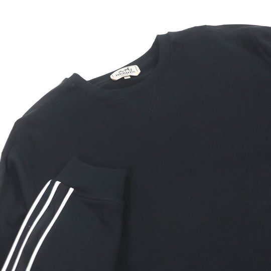 HERMES sweat Main: 100% cotton, part: 90% cotton, part: 10% polyurethane, part: 80% nylon, part: 20% polyurethane black Run H mens L Used Authentic