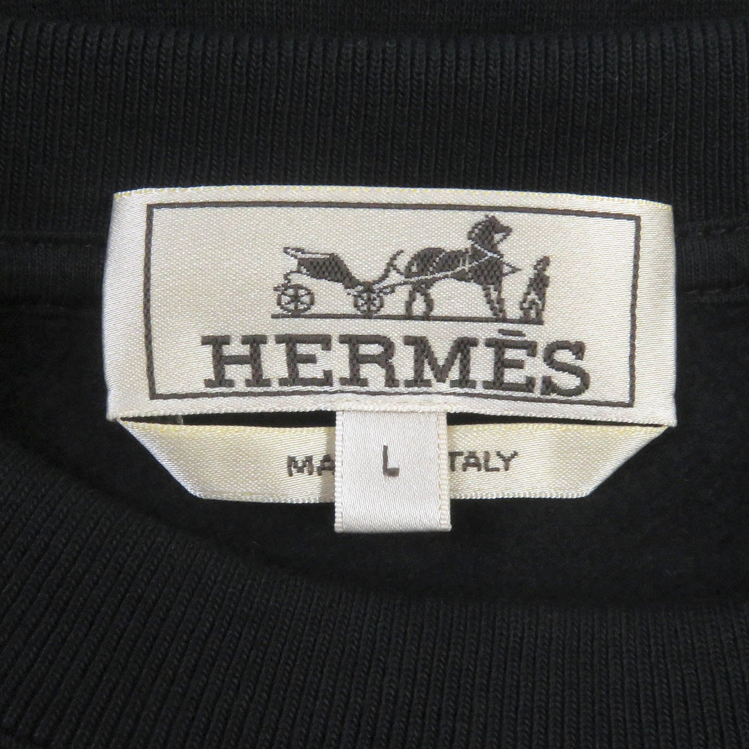 HERMES sweat Main: 100% cotton, part: 90% cotton, part: 10% polyurethane, part: 80% nylon, part: 20% polyurethane black Run H mens L Used Authentic