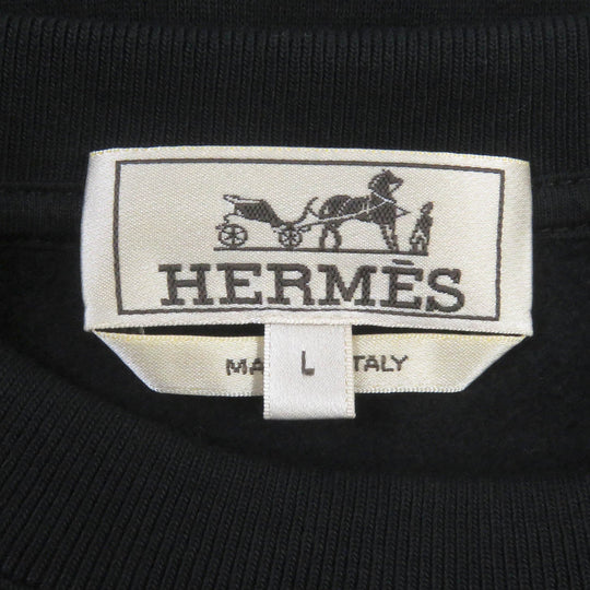 HERMES sweat Main: 100% cotton, part: 90% cotton, part: 10% polyurethane, part: 80% nylon, part: 20% polyurethane black Run H mens L Used Authentic