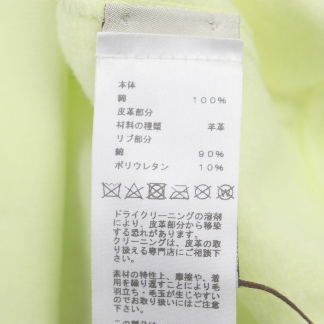 HERMES sweat 31-5765 Main: 100% cotton, Leather part: sheepskin, Part: 90% cotton, Part: 10% polyurethane lime Chevaux en symmetry mens M Used Authentic