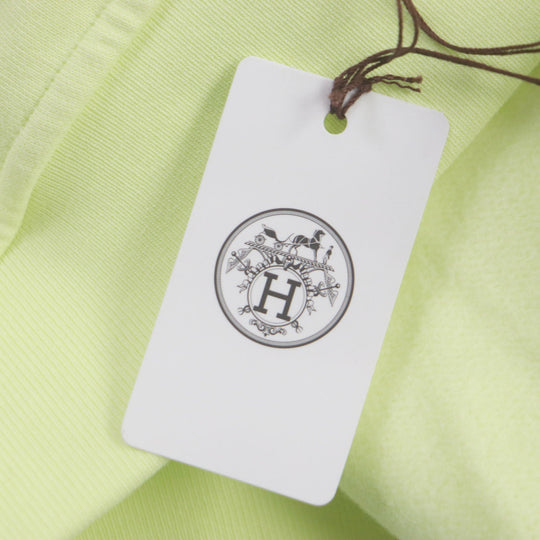 HERMES sweat 31-5765 Main: 100% cotton, Leather part: sheepskin, Part: 90% cotton, Part: 10% polyurethane lime Chevaux en symmetry mens M Used Authentic