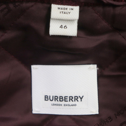 BURBERRY Stajan 8045532 Outer material: 78% wool, Outer material: 22% nylon, Outer material: 100% cowhide, Filling: 100% polyester, Lining: 100% rayon Burgundy White logo-patch varsity jacket mens 46 Used Authentic