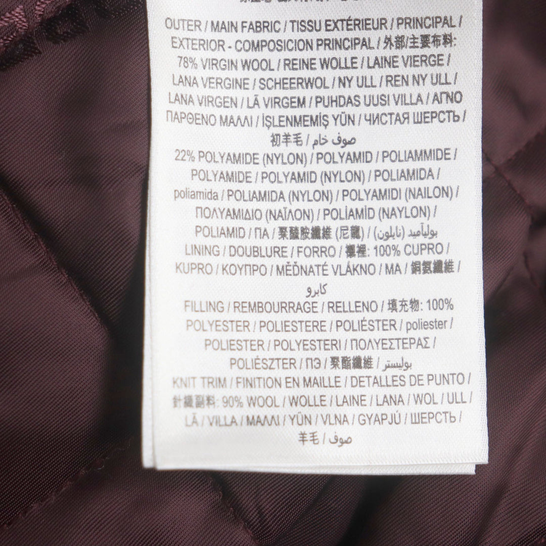 BURBERRY Stajan 8045532 Outer material: 78% wool, Outer material: 22% nylon, Outer material: 100% cowhide, Filling: 100% polyester, Lining: 100% rayon Burgundy White logo-patch varsity jacket mens 46 Used Authentic