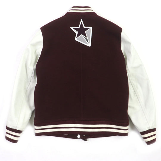 BURBERRY Stajan 8045532 Outer material: 78% wool, Outer material: 22% nylon, Outer material: 100% cowhide, Filling: 100% polyester, Lining: 100% rayon Burgundy White logo-patch varsity jacket mens 46 Used Authentic