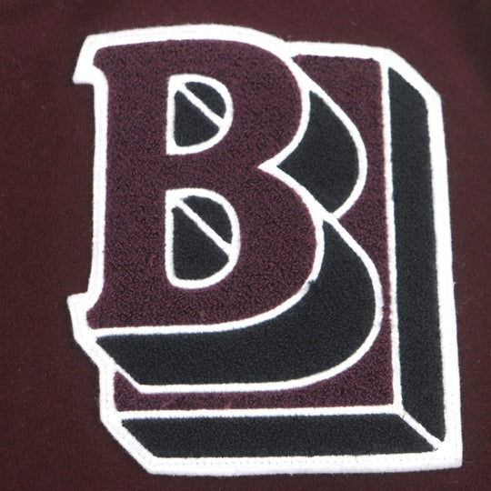 BURBERRY Stajan 8045532 Outer material: 78% wool, Outer material: 22% nylon, Outer material: 100% cowhide, Filling: 100% polyester, Lining: 100% rayon Burgundy White logo-patch varsity jacket mens 46 Used Authentic