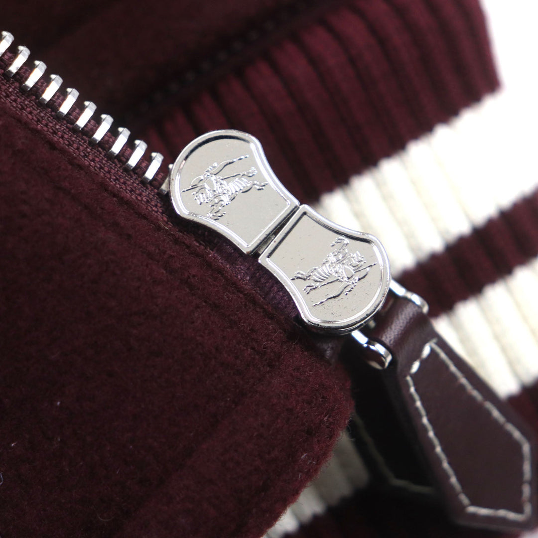 BURBERRY Stajan 8045532 Outer material: 78% wool, Outer material: 22% nylon, Outer material: 100% cowhide, Filling: 100% polyester, Lining: 100% rayon Burgundy White logo-patch varsity jacket mens 46 Used Authentic