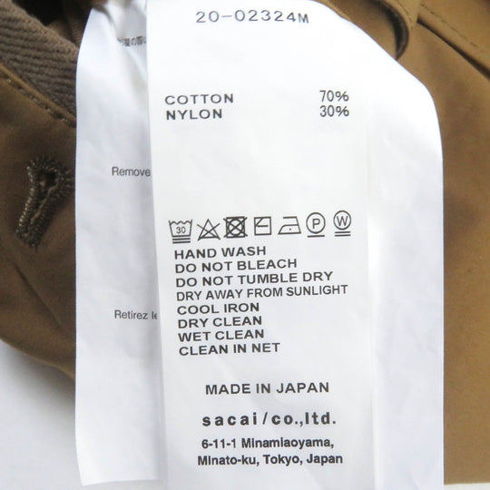 Sacai Pants 20-02324M Main: 70% cotton, Main: 30% nylon Brown Cotton Oxford Pants mens 1 Used Authentic