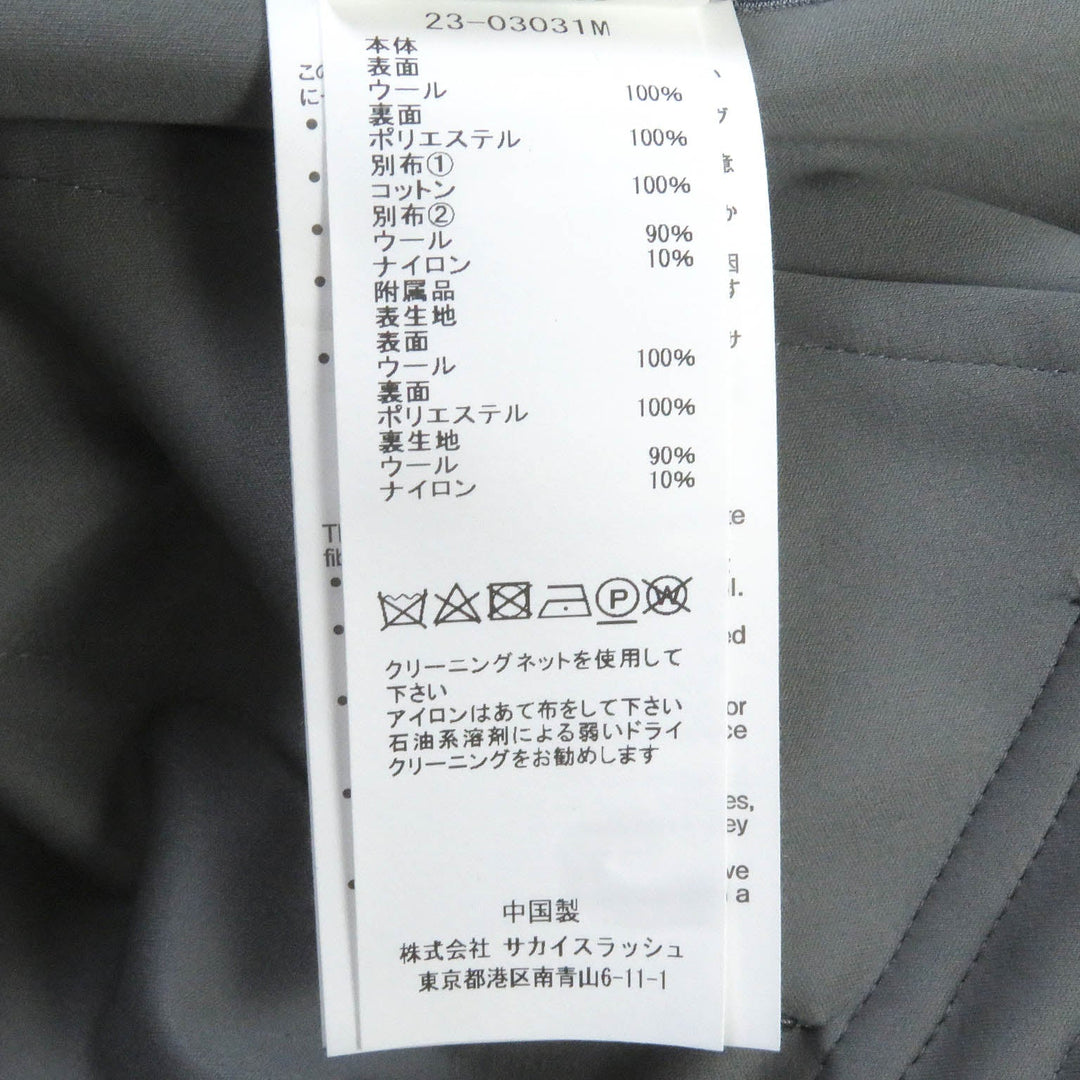 Sacai Stainless collar coat 23-03031M Outer: 100% wool, Lining: 100% polyester, Part: wool, Part: nylon black Suiting Coat mens 1 Used Authentic