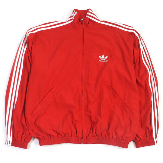 BALENCIAGA Jersey 712280 Outer: 100% nylon, Lining: 100% polyester Red 3-Stripes Trefoil Embroidery Adidas collaboration track jacket TRACKSUIT mens L Used Authentic