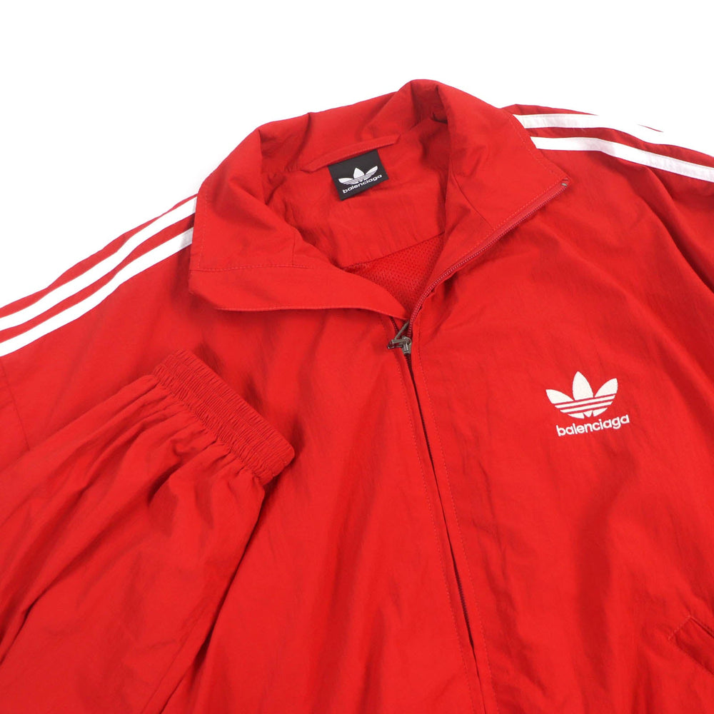 BALENCIAGA Jersey 712280 Outer: 100% nylon, Lining: 100% polyester Red 3-Stripes Trefoil Embroidery Adidas collaboration track jacket TRACKSUIT mens L Used Authentic