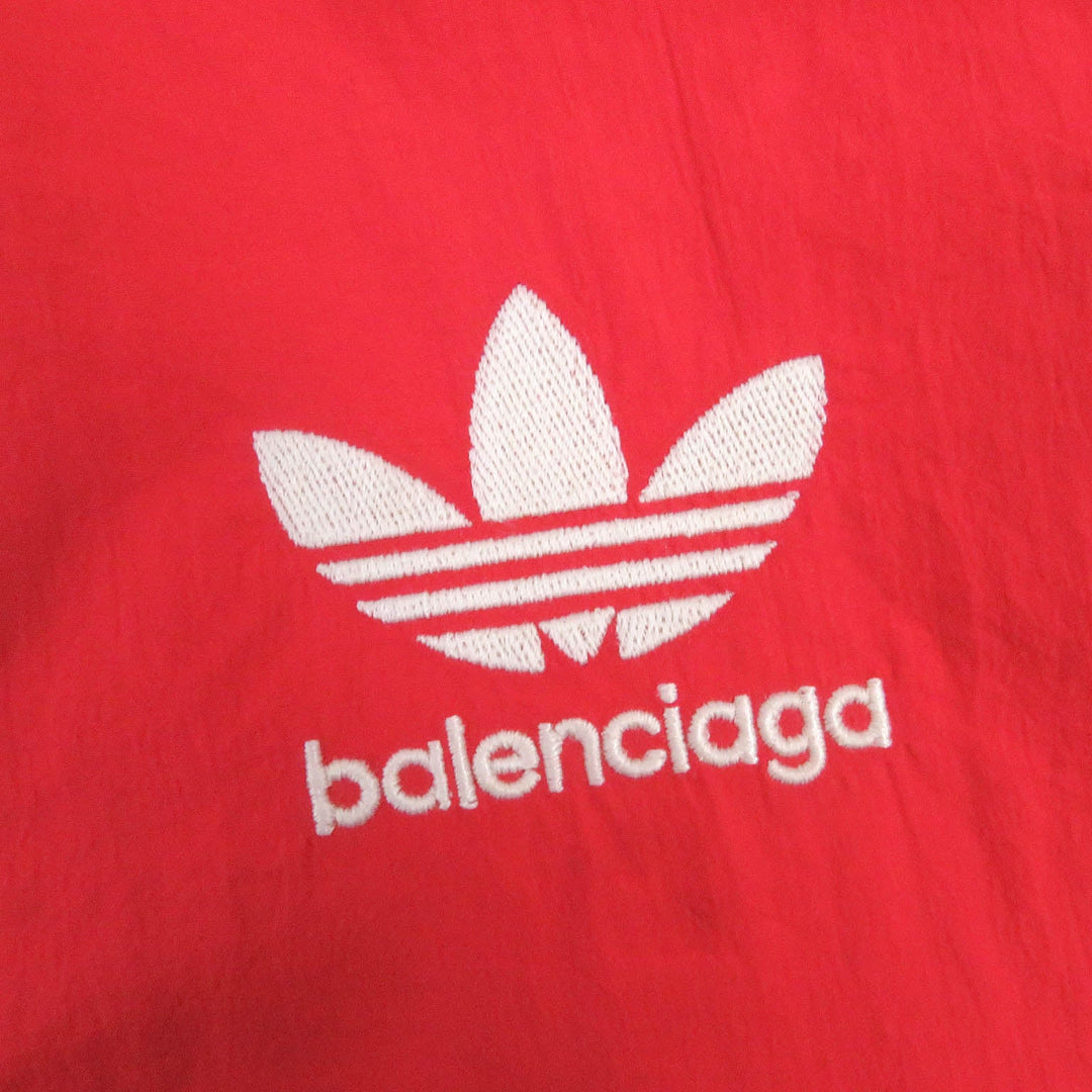 BALENCIAGA Jersey 712280 Outer: 100% nylon, Lining: 100% polyester Red 3-Stripes Trefoil Embroidery Adidas collaboration track jacket TRACKSUIT mens L Used Authentic
