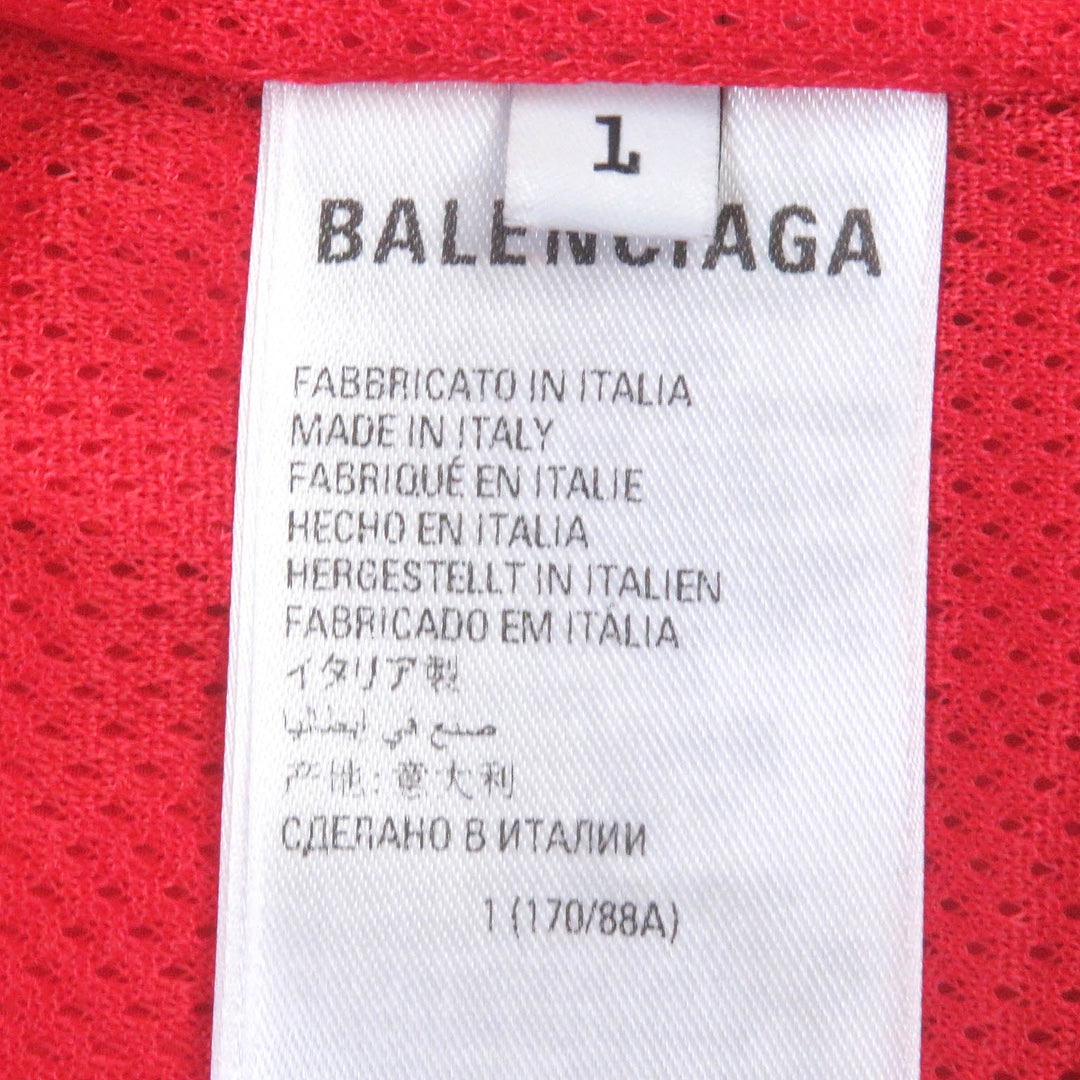 BALENCIAGA Jersey 712280 Outer: 100% nylon, Lining: 100% polyester Red 3-Stripes Trefoil Embroidery Adidas collaboration track jacket TRACKSUIT mens L Used Authentic