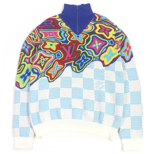 LOUIS VUITTON knit 1A8P4N Main: 97% cotton, Main: 2% nylon, Main: 1% polyurethane multicolor mens M Used Authentic