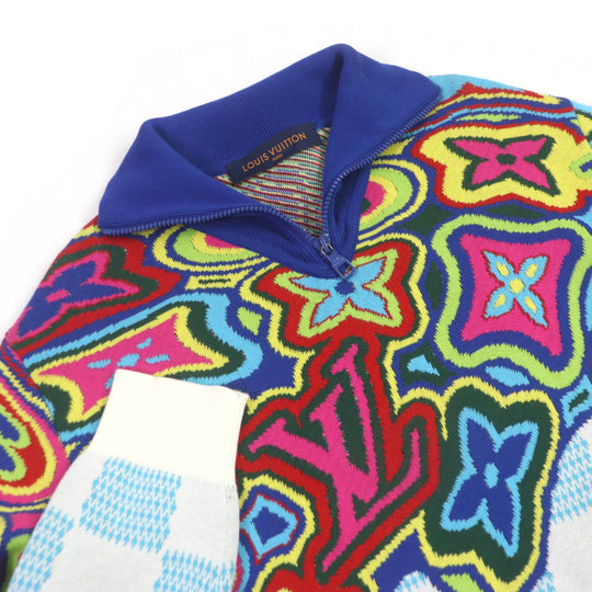 LOUIS VUITTON knit 1A8P4N Main: 97% cotton, Main: 2% nylon, Main: 1% polyurethane multicolor mens M Used Authentic