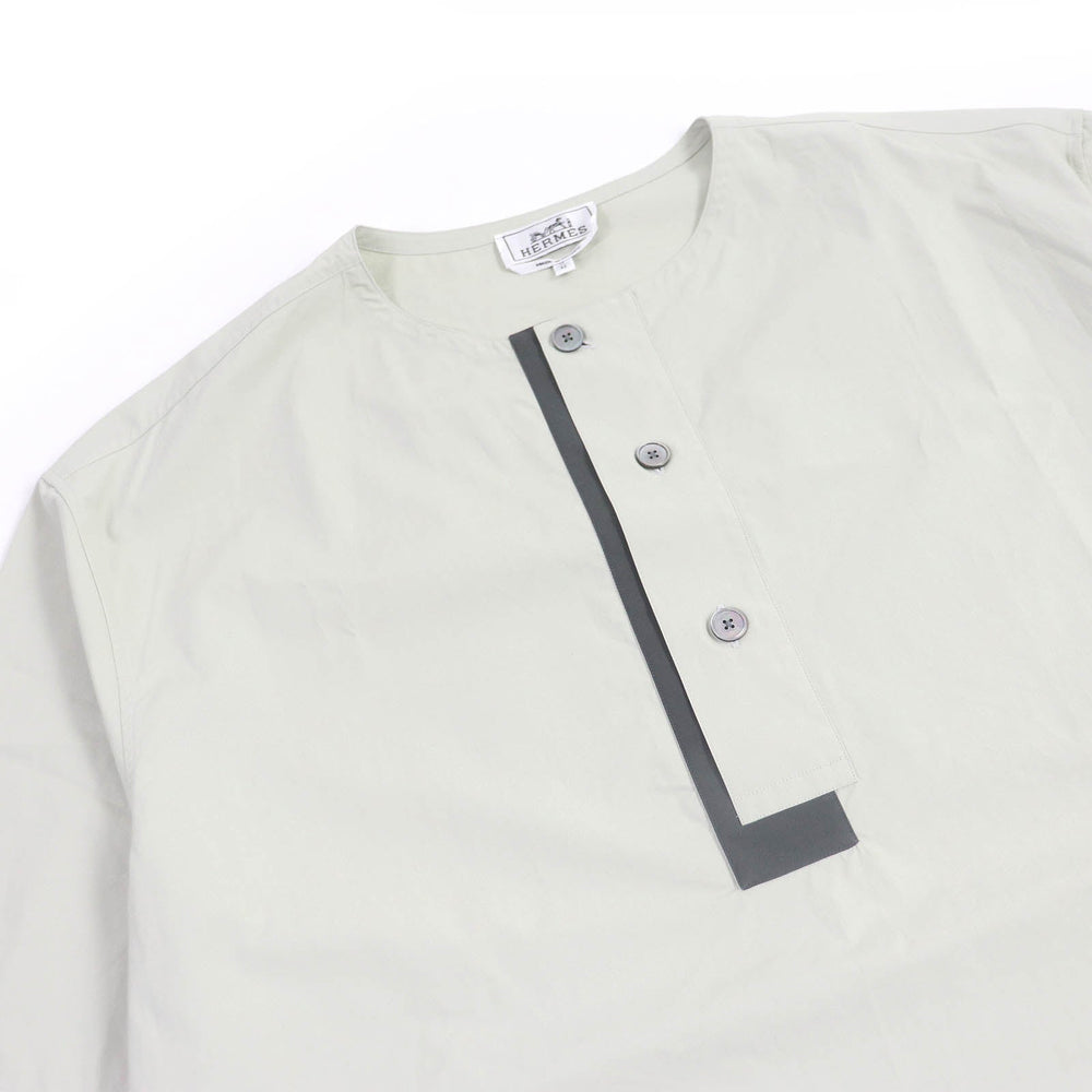 HERMES Short sleeve shirt Main: 100% cotton Light green mens 43 Used Authentic
