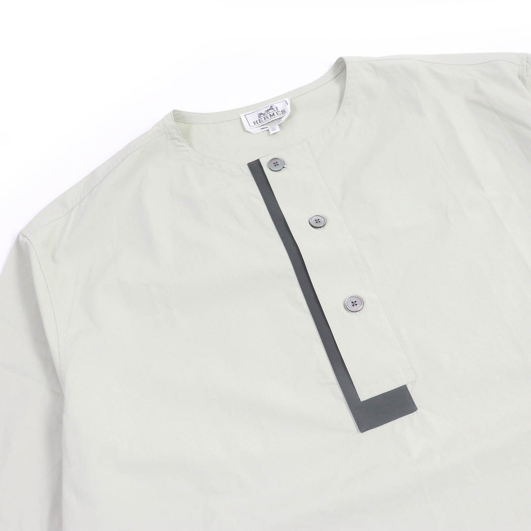 HERMES Short sleeve shirt Main: 100% cotton Light green mens 43 Used Authentic