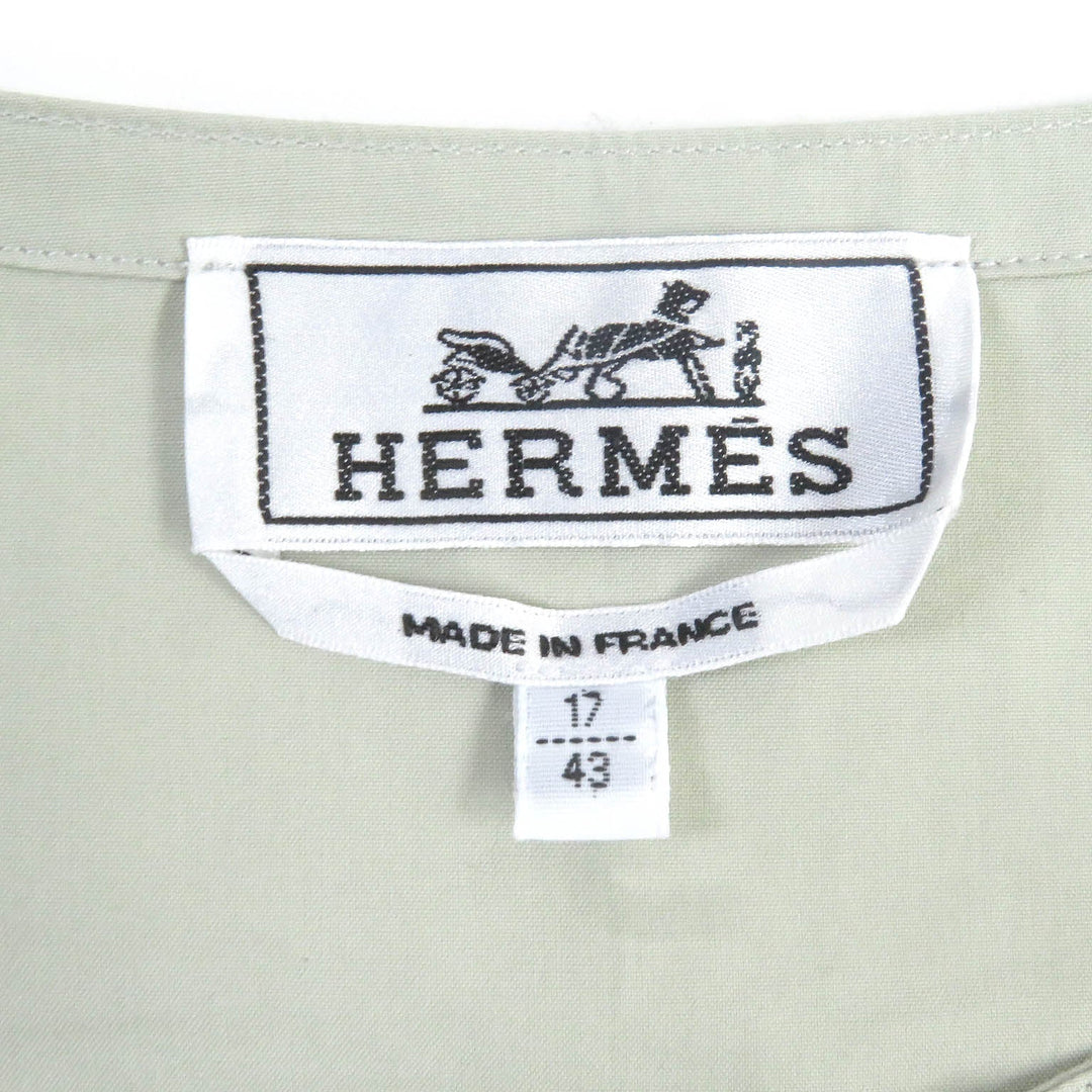 HERMES Short sleeve shirt Main: 100% cotton Light green mens 43 Used Authentic