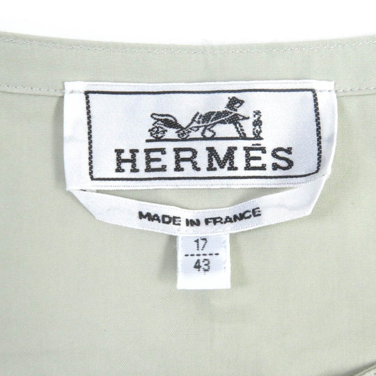HERMES Short sleeve shirt Main: 100% cotton Light green mens 43 Used Authentic