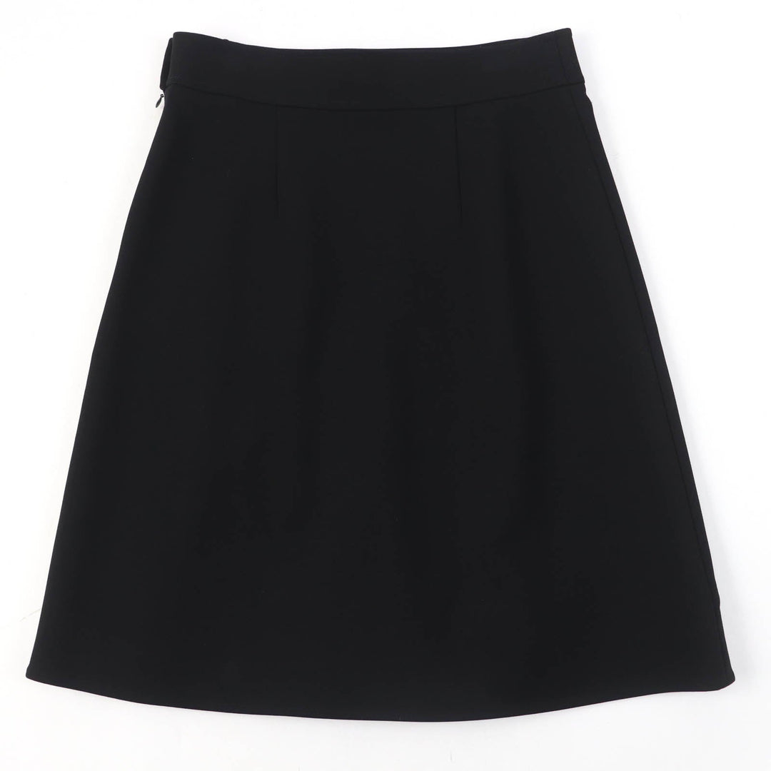 HERMES flare skirt 3E0315DJ Main: 93% rayon, Main: 7% polyurethane, Part: 65% rayon, Part: 35% silk black Women 42 Used Authentic