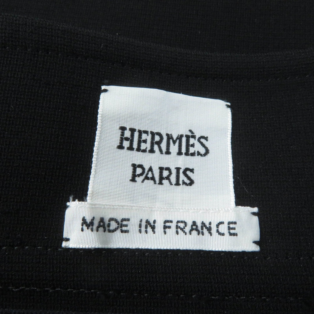 HERMES flare skirt 3E0315DJ Main: 93% rayon, Main: 7% polyurethane, Part: 65% rayon, Part: 35% silk black Women 42 Used Authentic