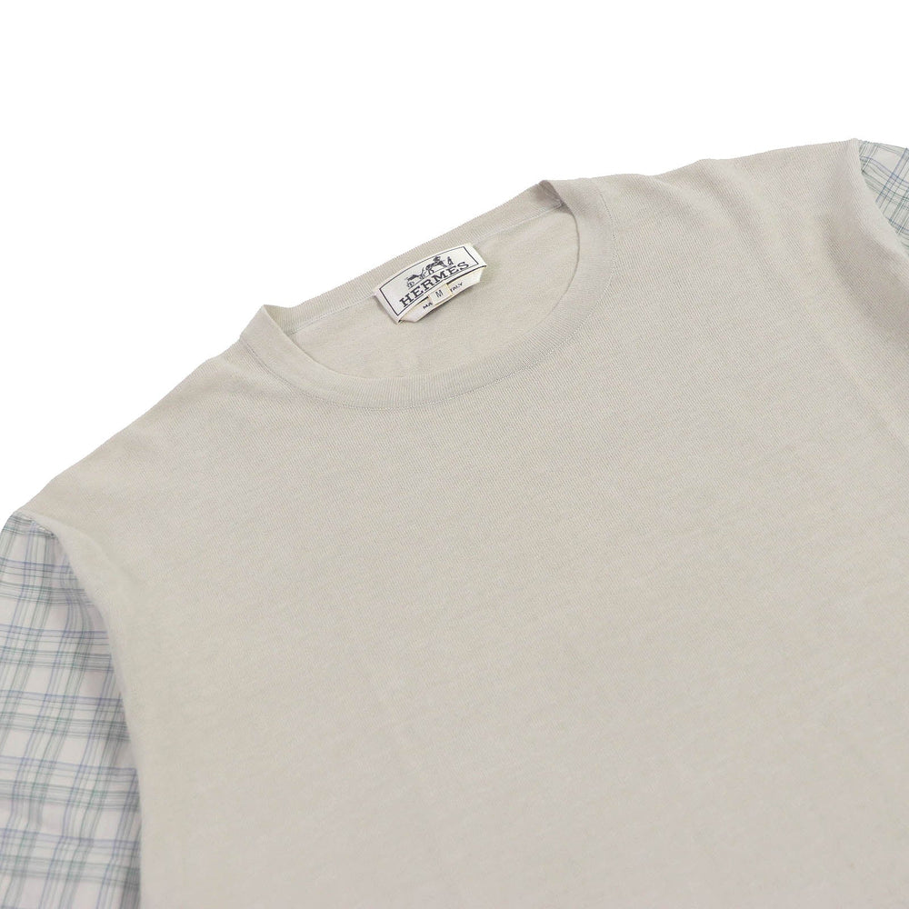 HERMES Short sleeve knit Main: 100% cotton light beige mens M Used Authentic