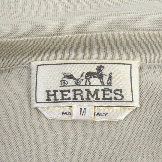 HERMES Short sleeve knit Main: 100% cotton light beige mens M Used Authentic