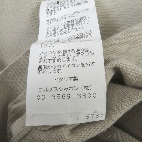 HERMES Short sleeve knit Main: 100% cotton light beige mens M Used Authentic