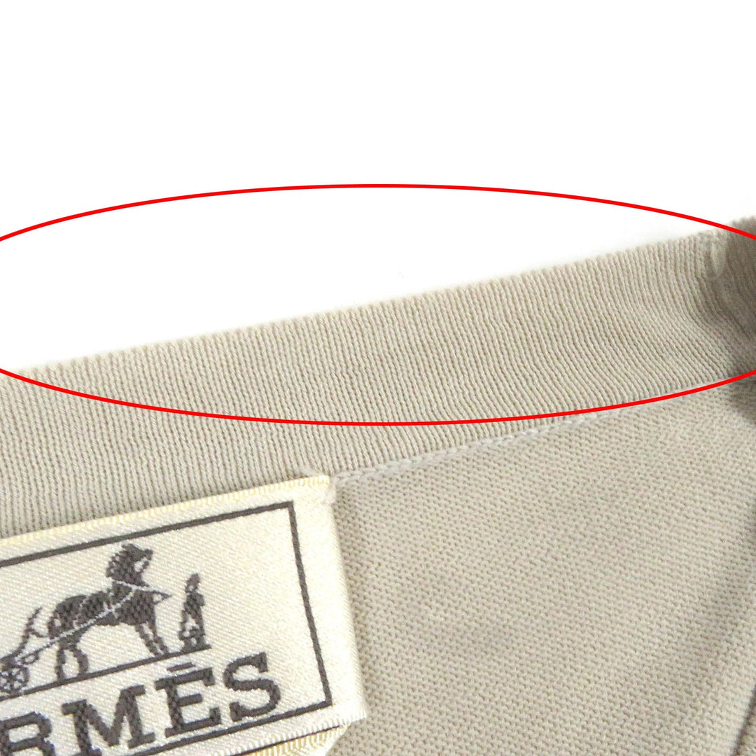 HERMES Short sleeve knit Main: 100% cotton light beige mens M Used Authentic