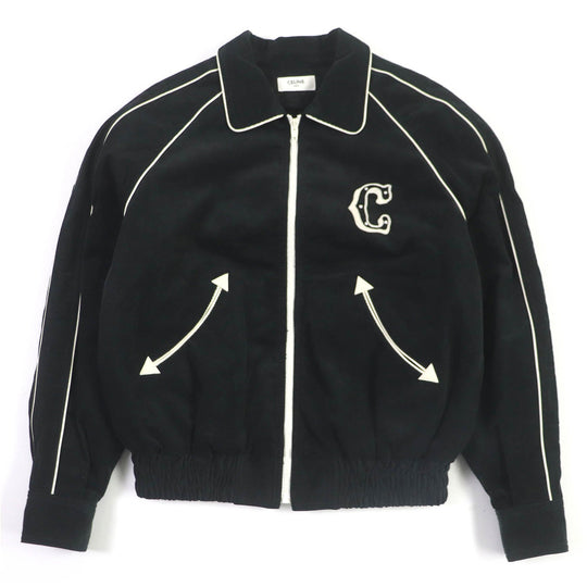 CELINE leather jacket 2Q773580W Outer: 100% cotton, Lining: 100% cupra, Filling: 100% polyester, Part: sheep leather black mens XS Used Authentic
