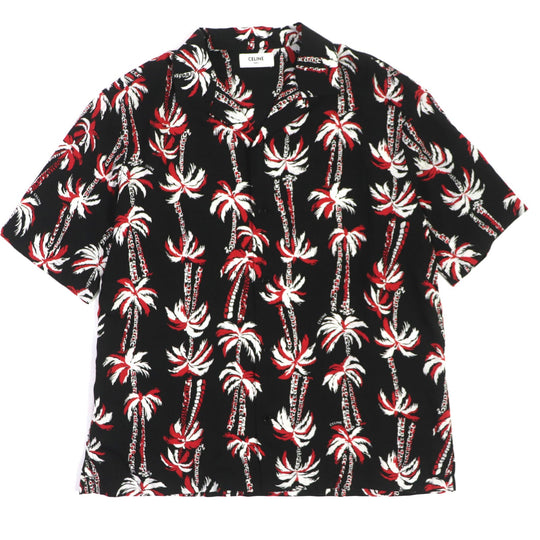 CELINE Short sleeve shirt 2C94672T Main: 100% rayon Black red white mens 39 Used Authentic