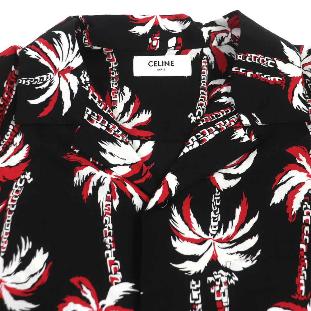 CELINE Short sleeve shirt 2C94672T Main: 100% rayon Black red white mens 39 Used Authentic