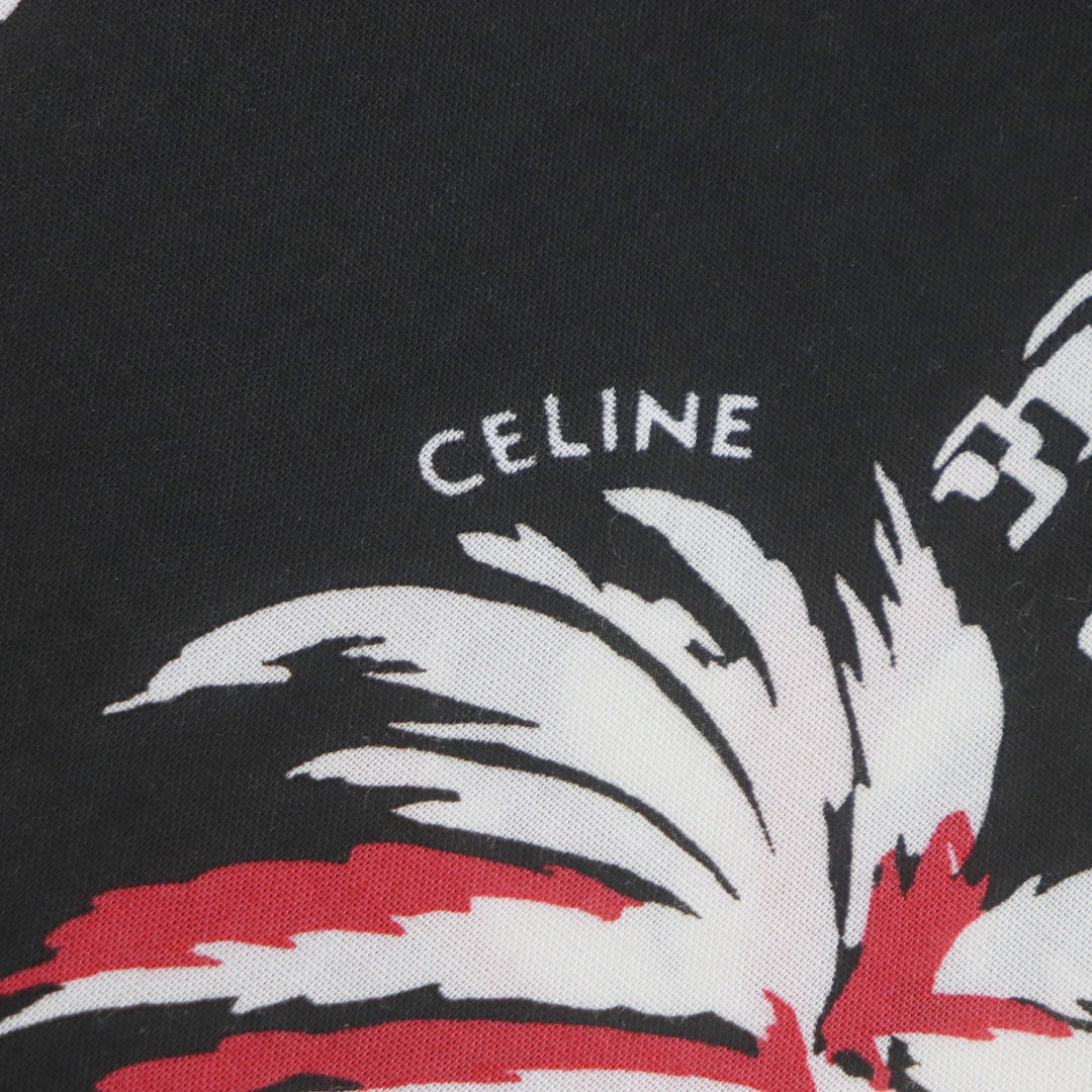 CELINE Short sleeve shirt 2C94672T Main: 100% rayon Black red white mens 39 Used Authentic