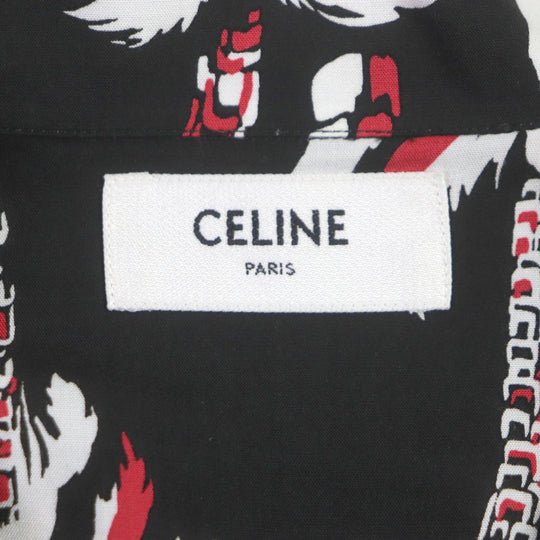 CELINE Short sleeve shirt 2C94672T Main: 100% rayon Black red white mens 39 Used Authentic