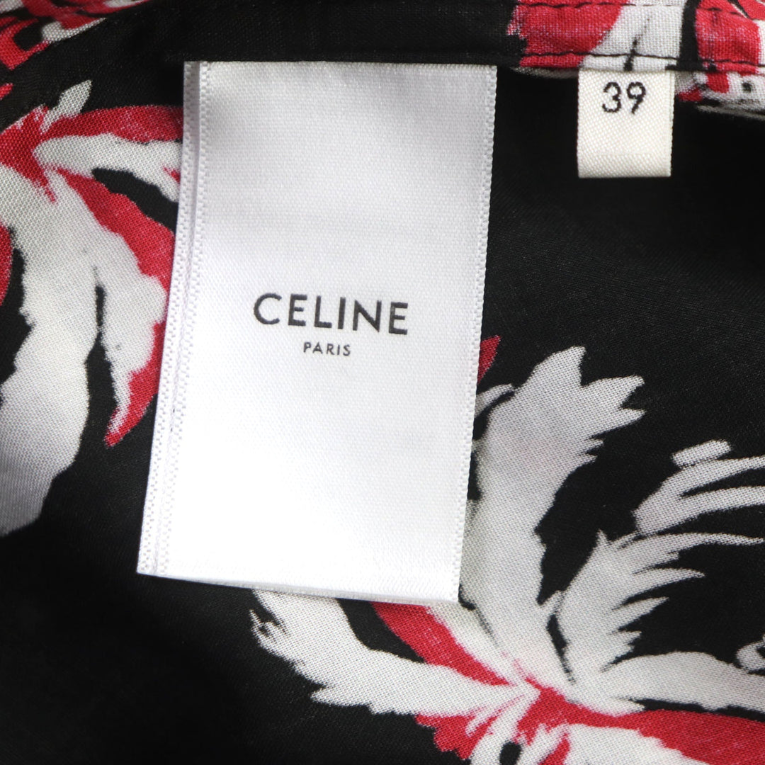 CELINE Short sleeve shirt 2C94672T Main: 100% rayon Black red white mens 39 Used Authentic