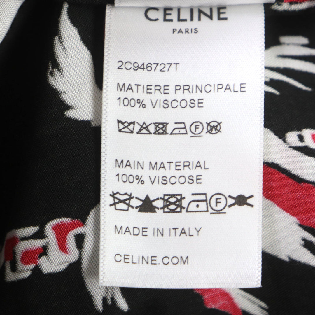 CELINE Short sleeve shirt 2C94672T Main: 100% rayon Black red white mens 39 Used Authentic